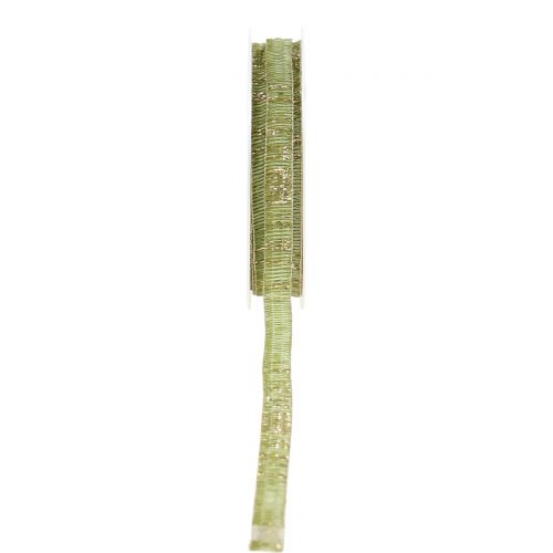 Floristik24 Ruban déco vert mousse avec fil de lurex doré renforcé 10mm 20m