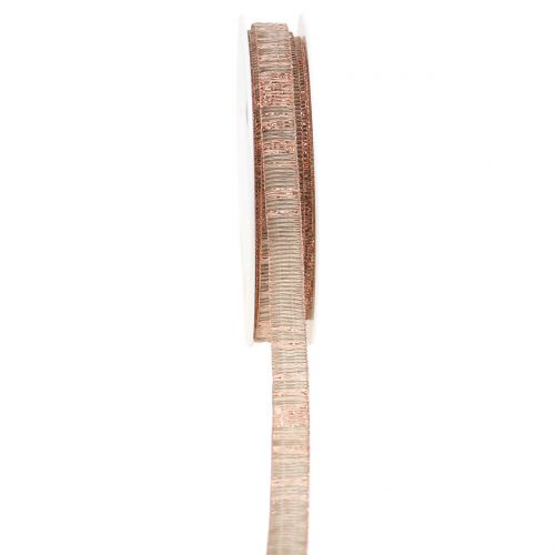 Floristik24 Ruban décoratif naturel avec lurex cuivre renforcé de fil 10mm 20m