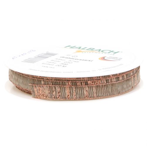 Floristik24 Ruban décoratif naturel avec lurex cuivre renforcé de fil 10mm 20m