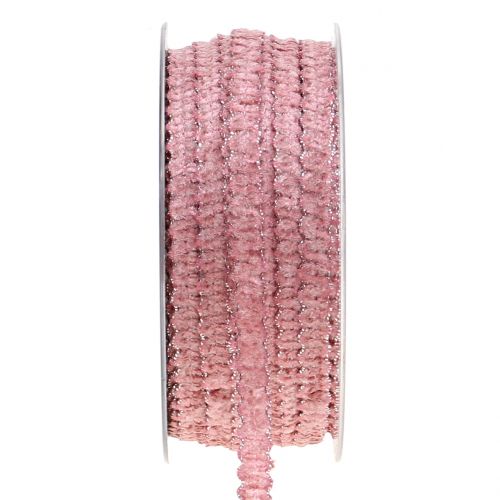 Floristik24 Ruban optique déco velours rose 10mm 20m