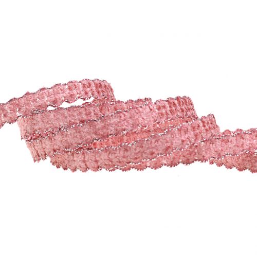 Floristik24 Ruban optique déco velours rose 10mm 20m