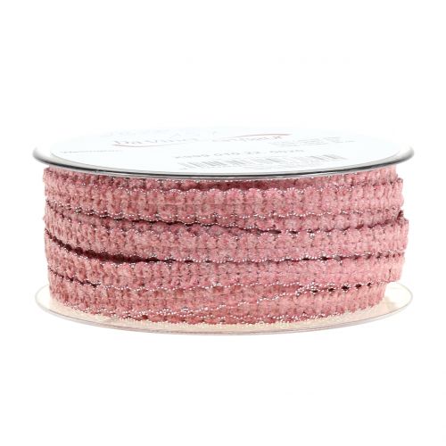 Floristik24 Ruban optique déco velours rose 10mm 20m