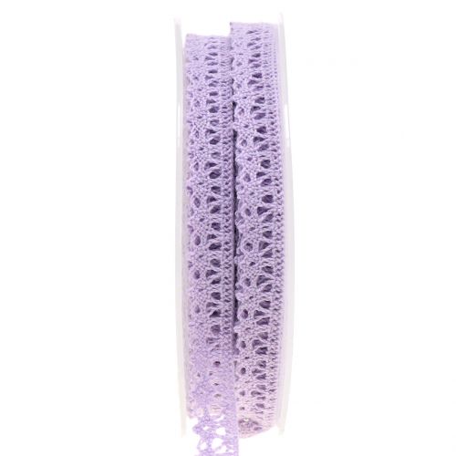 Floristik24 Ruban déco crochet lilas 12mm 20m