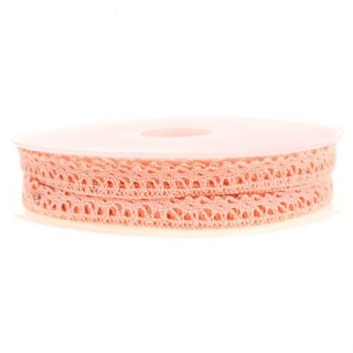 Ruban décoratif dentelle au crochet saumon 12 mm 20 m