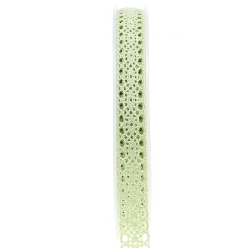 Floristik24 Ruban décoratif dentelle vert 16mm 20m