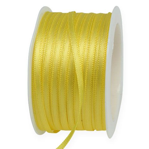 Ruban décoratif cadeau en taffetas jaune 3 mm x 50 m