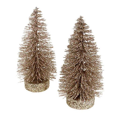 Floristik24 Arbre déco pailleté or clair H14cm 4pcs