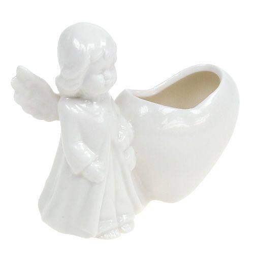 Floristik24 Figure à décorer ange avec coeur 9,5cm blanc
