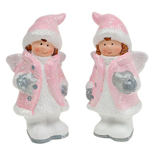 Floristik24 Figure à décorer ange girl rose clair 11cm 2pcs