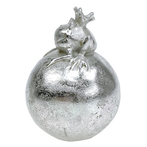 Floristik24 Grenouille sur boule en argent 8cm 4P