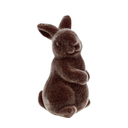 Floristik24 Lapin déco floqué 7cm Marron 1P.