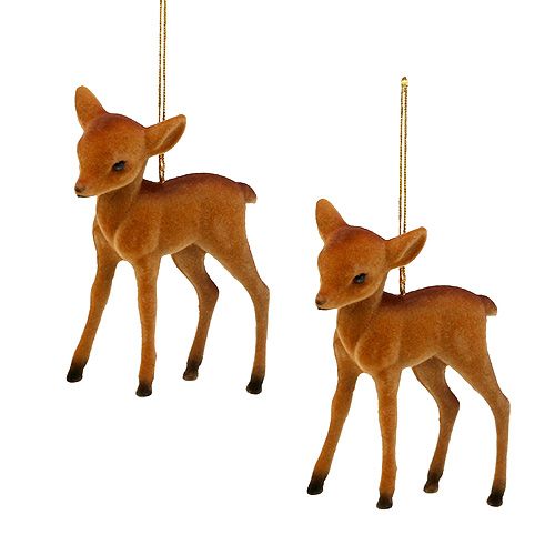 Floristik24 Figurine déco renne jeune marron 7,5cm floqué 2pcs