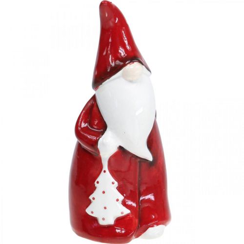 Floristik24 Figurine Père Noël Céramique Rouge, Blanche H20cm