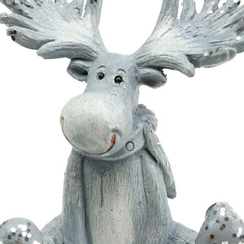 Floristik24 figurine déco élan assis 8.5cm gris clair 2pcs