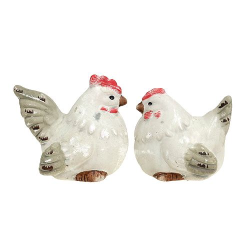 Floristik24 Figurine déco poule 5cm Gris 2P.