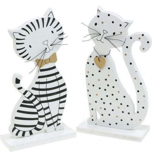 Figurine déco chat, décoration de magasin, figurines de chat,  décoration en bois 2pcs-12130