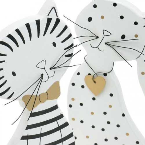 Article Figurine déco chat, décoration de magasin, figurines de chat, décoration en bois 2pcs