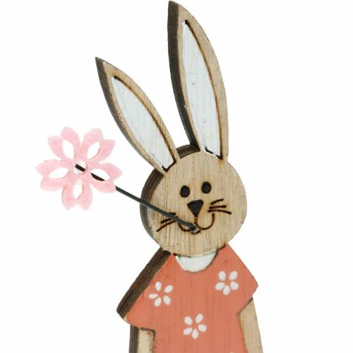 Floristik24 Figurine décorative lapin de Pâques orange, lapin en bois blanc Décoration de Pâques 6pcs