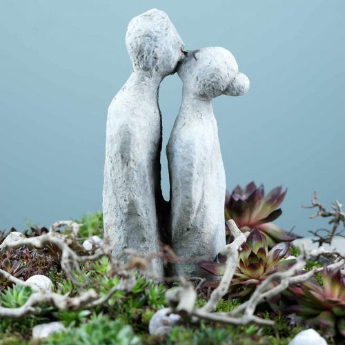 Floristik24 Figurine décorative couple embrassant pierre coulée gris 10 × 8cm H28cm