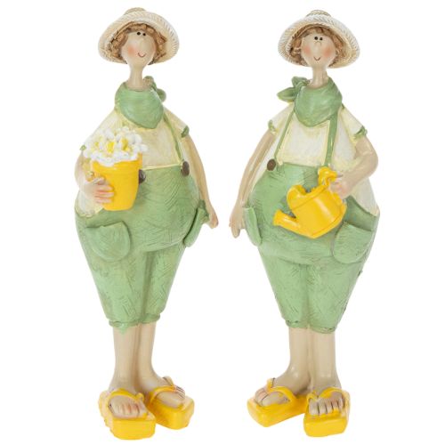 Figurines décoratives décoration de table de jardinier été vert jaune 16,5×5,5cm 2pcs acheter | Floristik24.fr