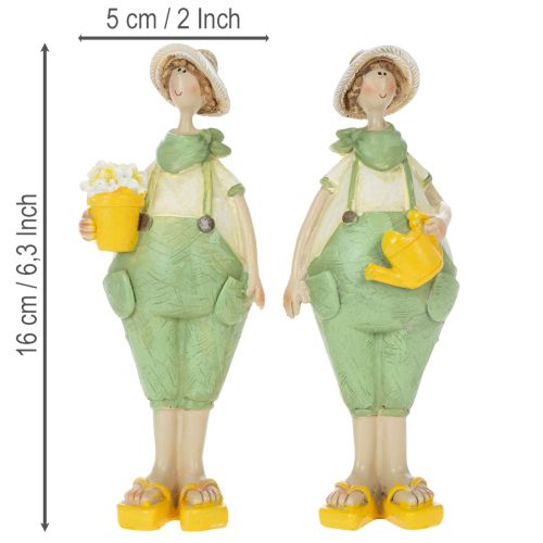 Figurines décoratives décoration de table de jardinier été vert jaune 16,5×5,5cm 2pcs | Floristik24.fr