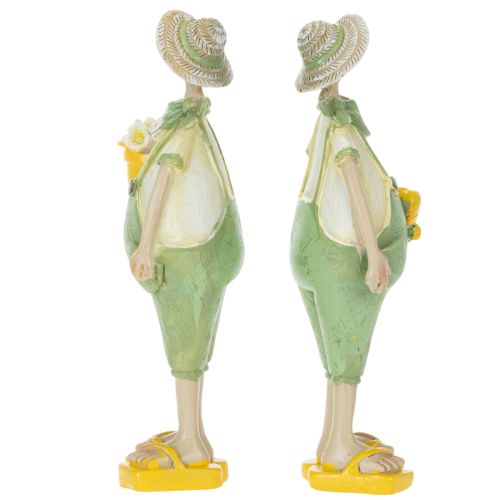 Figurines décoratives décoration de table de jardinier été vert jaune 16,5×5,5cm 2pcs | Floristik24.fr