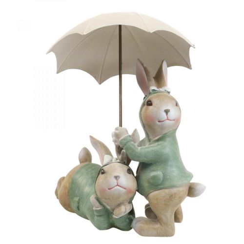 Floristik24 Paire de figurines déco lapin Déco lapins avec ombrelle H22cm