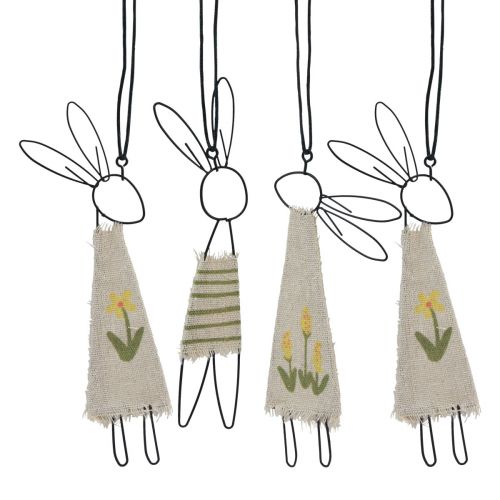 Figurines décoratives lapin en métal noir naturel 19cm 4 pcs