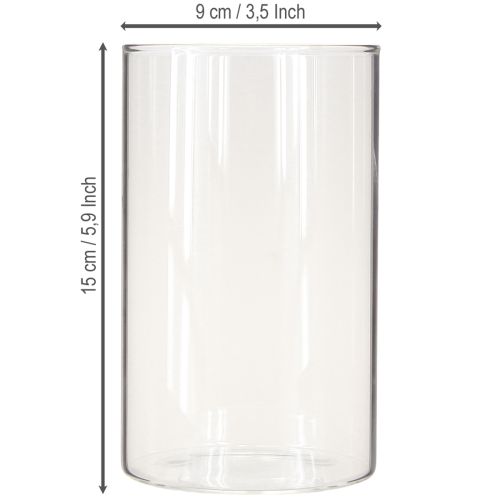 Article Verre décoratif, décoration de table, vase à fleurs incolore Ø9cm H15cm