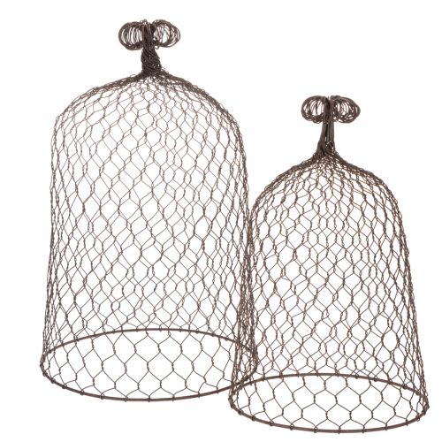 Clochette décorative en métal, aide à l'escalade, capuchon en fil de fer, marron, finition rouille, H 50/41 cm Ø 30/25 cm, lot de 2 acheter | Floristik24.fr