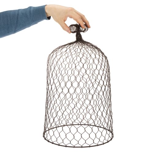 Clochette décorative en métal, aide à l'escalade, capuchon en fil de fer, marron, finition rouille, H 50/41 cm Ø 30/25 cm, lot de 2 | Floristik24.fr