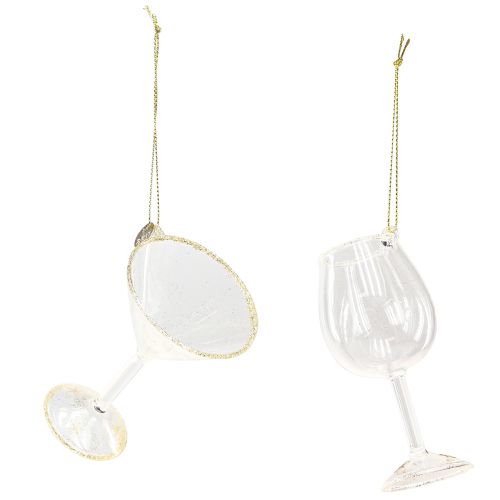 Article Verres à suspendre décoratifs transparents avec or 9cm 2pcs