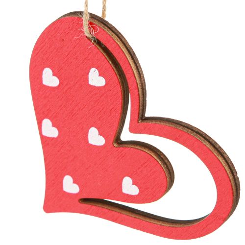 Article Cintre décoratif décoration coeur pour la fête des mères rouge blanc 7,5cm 12 pcs