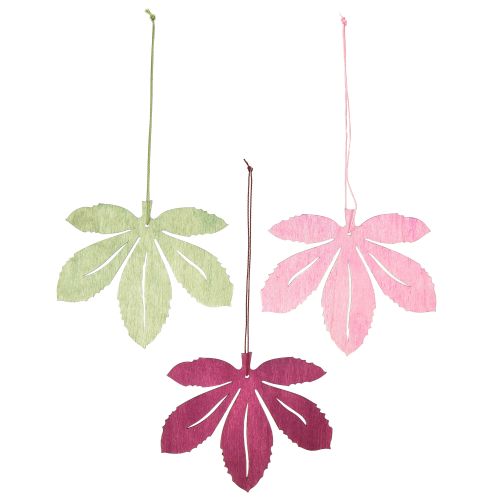 Article Cintre décoratif bois feuilles d'automne rose violet vert 12x10cm 12 pcs