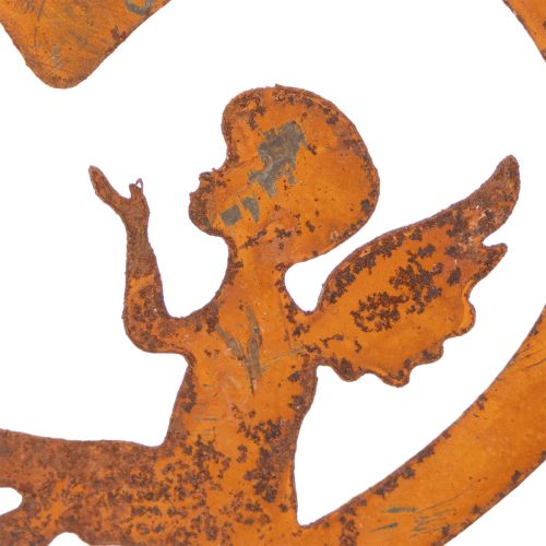 Ornements décoratifs suspendus en métal, finition rouillée, motif ange en forme de cœur, Ø15 cm, lot de 6 | Floristik24.fr