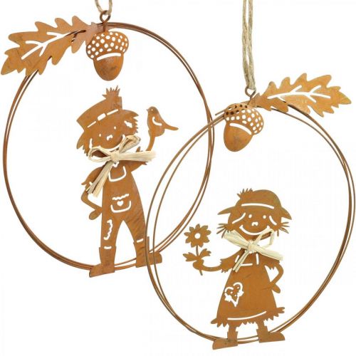 Cintre décoratif rouille automne décoration anneau décoratif métal Ø13cm 4 pièces