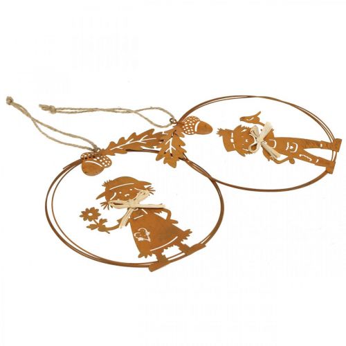 Article Cintre décoratif rouille décoration d&#39;automne anneau décoratif métal Ø13cm 4 pcs