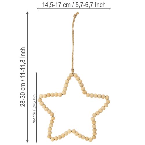Article Perles décoratives de Noël en bois coeur étoile arbre H16cm 3 pcs