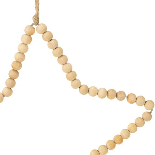 Article Suspension déco Noël perles en bois coeur arbre étoile H20cm 3pcs