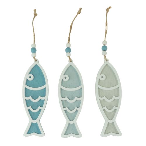Floristik24 Cintre décoratif poisson bois décoration suspendue bleu maritime 12cm 9 pièces