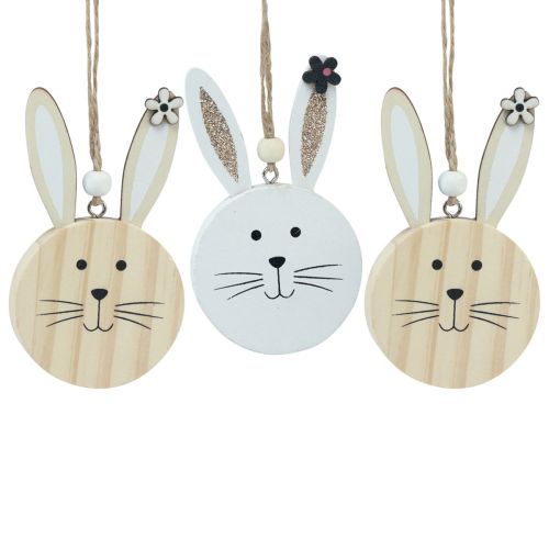 Article Cintre décoratif tête de lapin en bois or blanc naturel 10,5cm 8pcs