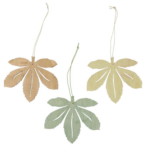 Floristik24 Cintre décoratif bois feuilles d&#39;automne vert naturel marron 12x10cm 12pcs