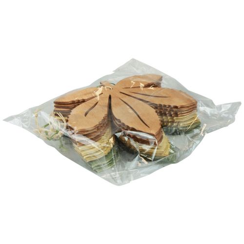 Article Cintre décoratif bois feuilles d&#39;automne vert naturel marron 12x10cm 12pcs