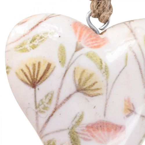 Floristik24 Suspension déco coeur en bois suspension déco motif fleurs 7x10x2.5cm