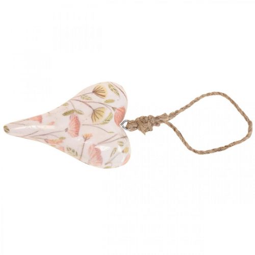 Floristik24 Suspension déco coeur en bois suspension déco motif fleurs 7x10x2.5cm
