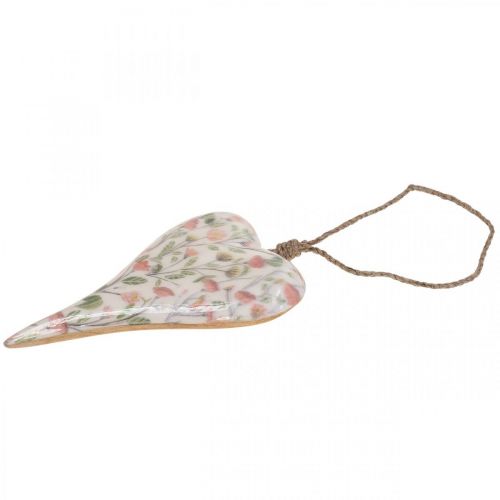 Floristik24 Suspension déco coeur en bois suspension déco motif fleurs 12x2.5x20xcm