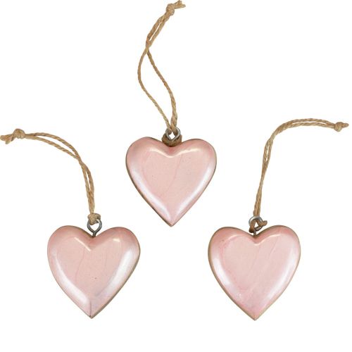 Floristik24 Cintre décoratif bois coeurs en bois décoration rose clair brillant 6cm 8 pcs