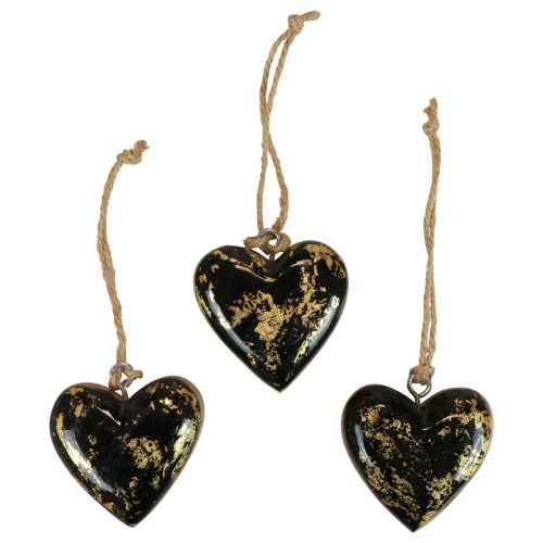 Cintre décoratif bois coeurs en bois décoration naturel noir or 6cm 8 pcs