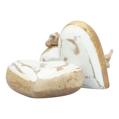 Article Cintres décoratifs bois coeurs en bois naturel blanc or vintage 6cm 8 pcs