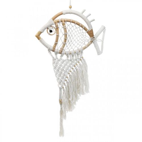 Article Suspension déco cintre décoration maritime poisson macramé 76cm